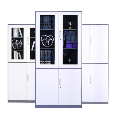 深圳工厂鞋柜铁质储物柜玻璃门带锁柜子板式铁质文件柜资料档案柜|ru