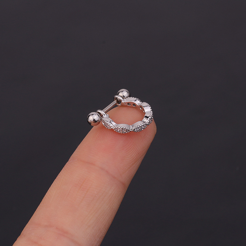 Ear Cartilage Rings & Studs Fashion U Shape 316 Stainless Steel  Copper Inlaid Zircon display picture 10