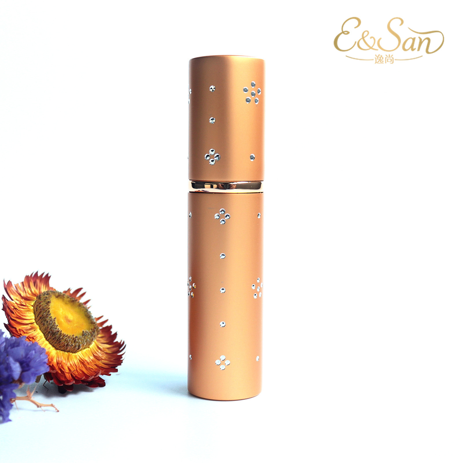 批发L50-10ML梅花钻点铝制香水玻璃空口红管化妆品喷雾瓶