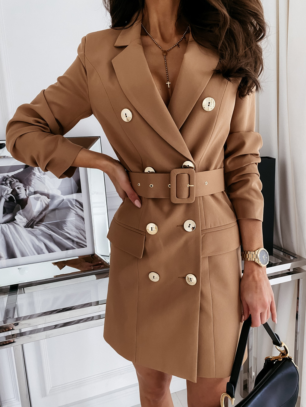 Long-Sleeved Belt Suit Jacket NSYF12446