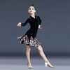 秋冬少儿童拉丁舞裙女孩丝绒长袖练功服网红豹纹裙比赛舞蹈表演服|ms