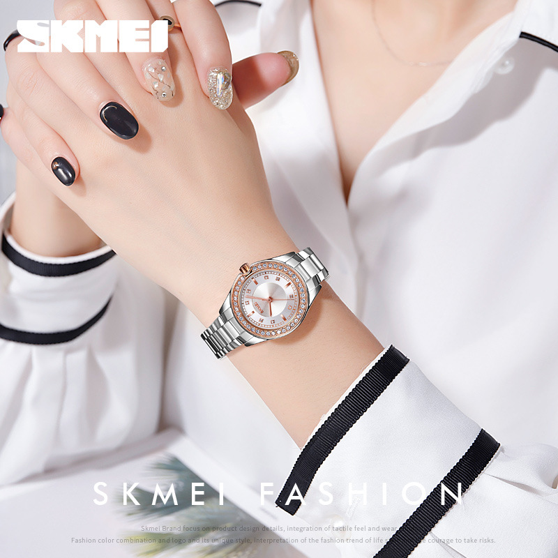 Skmei skmei exquisito rhinestone con incrustaciones creativo casual reloj de mujer nicho reloj de cuarzo impermeable para mujer 1534