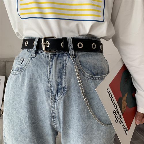 Women's belt fashion trend ring decorative belt chain punk style eye full hole belt