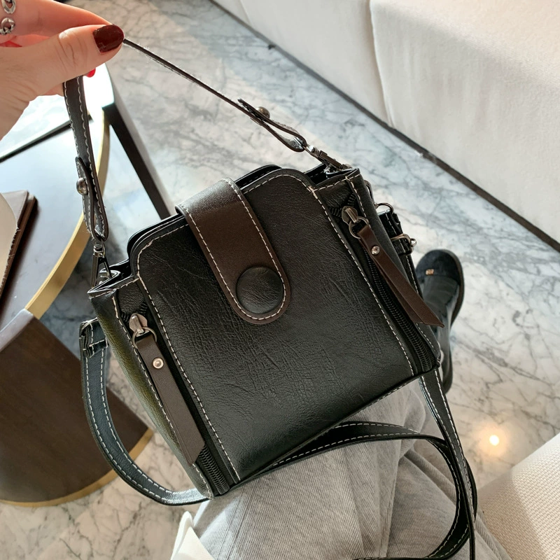 Retro shoulder bag, Korean style, adjustable strap, compact one‑shoulder