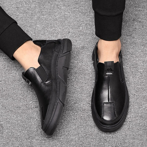 真皮休闲皮鞋男士韩版潮流百搭板鞋男套脚软皮鞋子男潮鞋一件代发