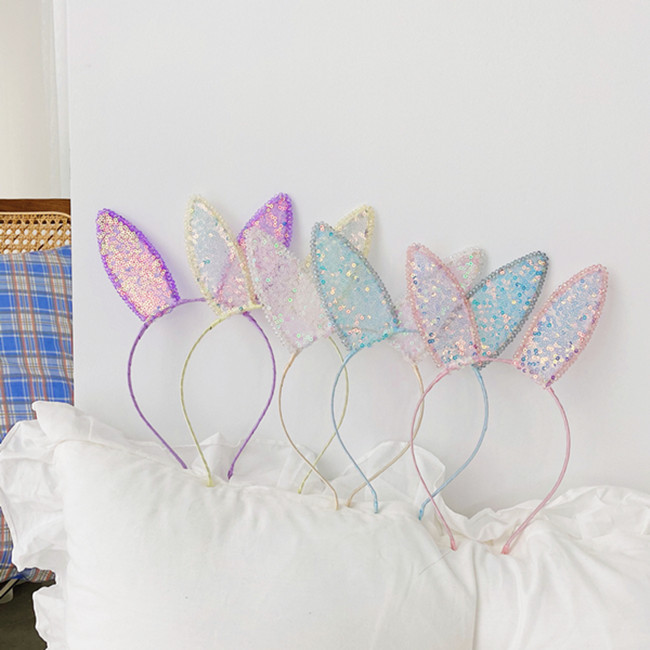 Korean  Crystal Sequin Rabbit Ears Cartoon Cute  Headband display picture 7