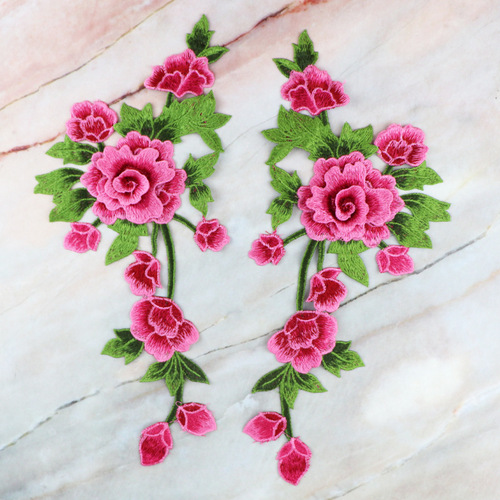 Embroidered fabric stickers peony color pairs of flowers hollow stage costume accessories water-soluble embroidery lace hand-sewn corsage appliqué embroidery