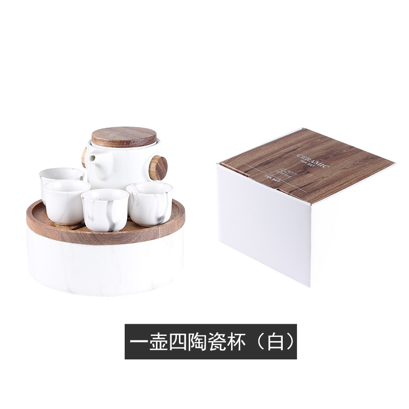 Marbling creativo juego de té de Kung Fu japonés simple juego de té de viaje logotipo personalizado una olla cuatro tazas juego de té traje