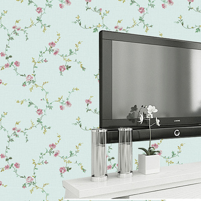 美式AB版客廳臥室床頭牆餐廳鄉村清新寢室無紡布牆紙田園小花壁紙