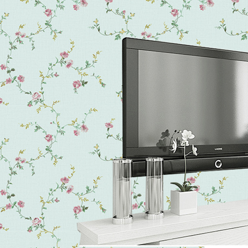 美式AB版客廳臥室床頭牆餐廳鄉村清新寢室無紡布牆紙田園小花壁紙