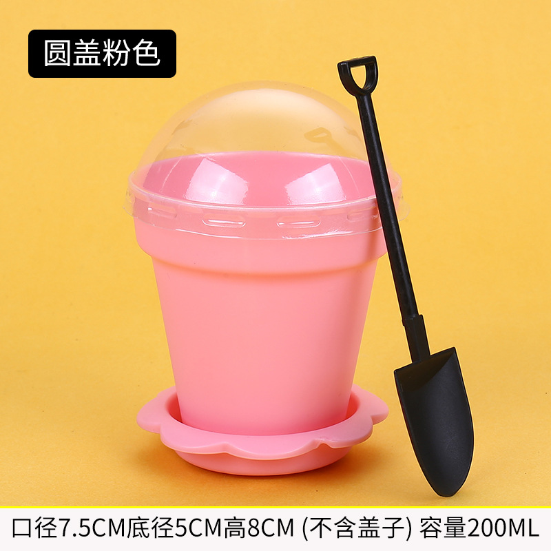 Desechables maceta pastel maceta helado taza DIY pastel taza conjunto con tapa y pala taza de yogur