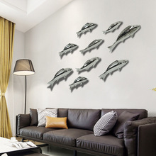 不锈钢抽象小鱼翻沙铸造壁挂小品时尚墙饰电视背景酒店工程装饰