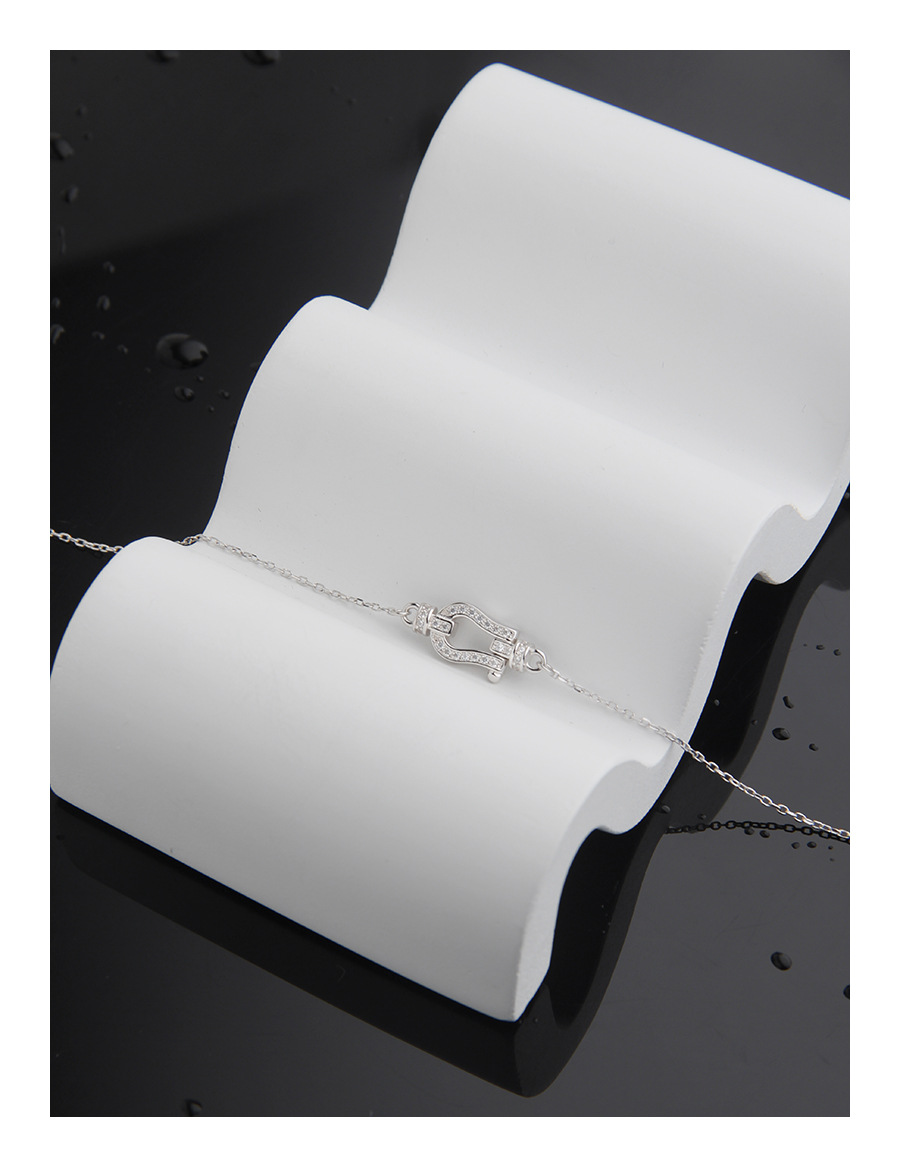 Style Simple Vêtement De Rue Forme En U Argent Sterling Placage Incruster Zircon Bracelets display picture 1