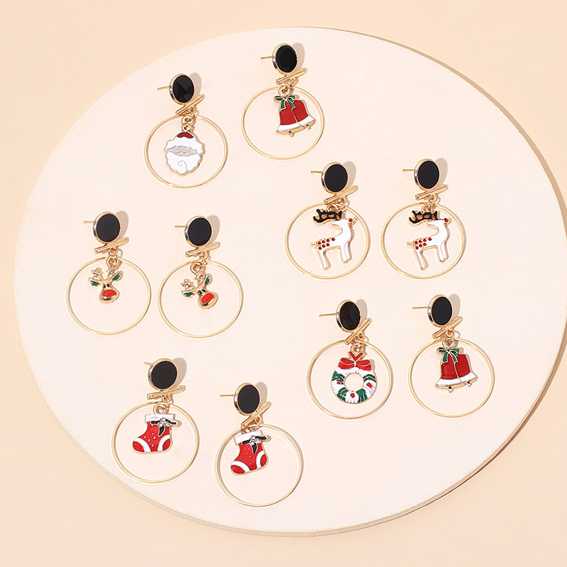 8g Weight Earrings Classification Wedding, Travel, Birthday, Festival Occasion Women'S Gender Fashion Style Fashion Big Circle Christmas Retro Earrings 1