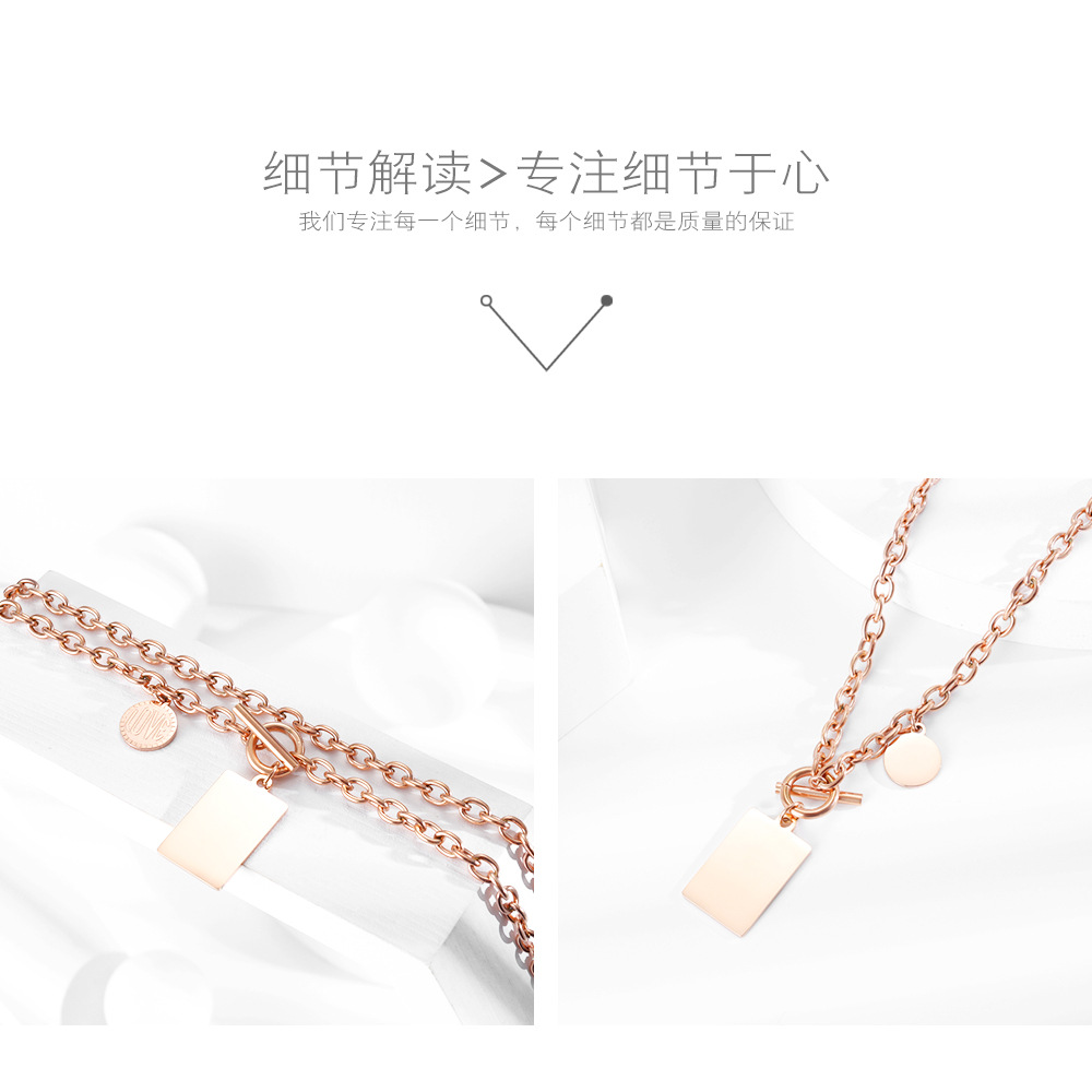 Stainless Steel Female Ot Buckle Jewelry Can Be Lettering Pendant Hip-hop Fashion Geometric Square Brand Disc Clavicle Chain display picture 4