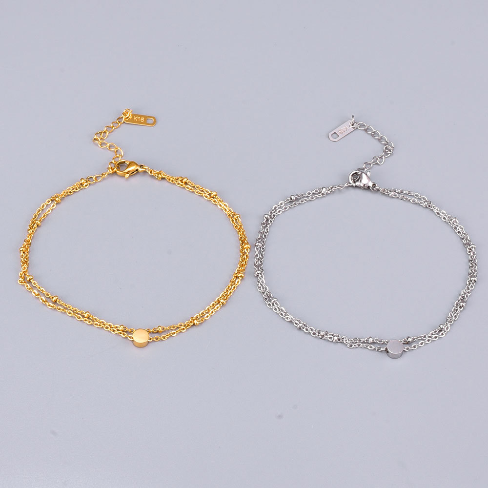 Wholesale Jewelry Double Chain Round Bean Titanium Steel Bracelet Nihaojewelry display picture 5