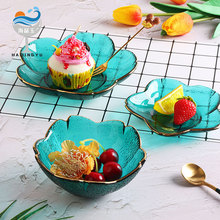 海晶玉 創意ins透明玻璃碗碟日式櫻花蘸料碟家用甜點零食水果碟盤
