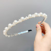 Wavy fishing line, cute headband from pearl, hair accessory, flowered, Korean style, wholesale