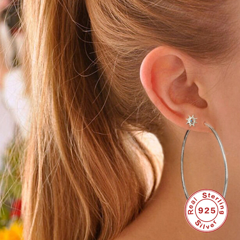 1 Paire Style Simple Couleur Unie Argent Sterling Des Boucles D'Oreilles display picture 3