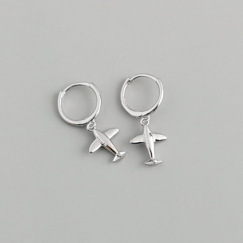 Fashion Airplane Sterling Silver Drop Earrings 1 Pair display picture 5