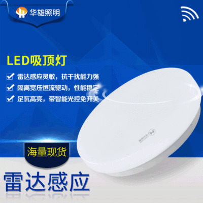 LED雷达人体感应应急吸顶灯 过道楼梯走廊简约智能光控led吸顶灯|ms