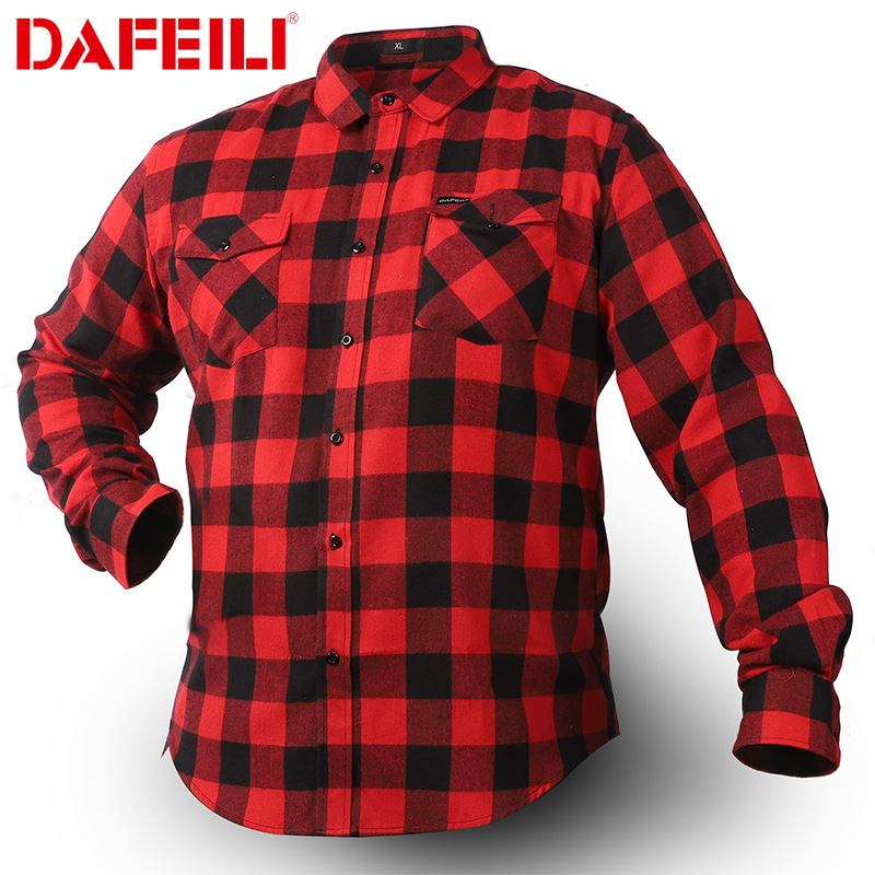 2025 New American Retro Red and Black Plaid Workwear Flannel Shirt Ami Khaki Shirt Men's Spring and Autumn Jacket