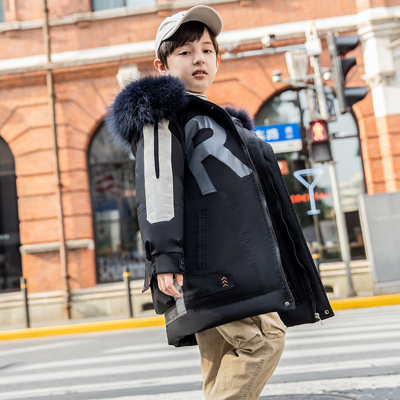 Children Down Boy 2020 new pattern Mid length version boy Children's clothing Korean Edition Western style CUHK Off-season Clearance