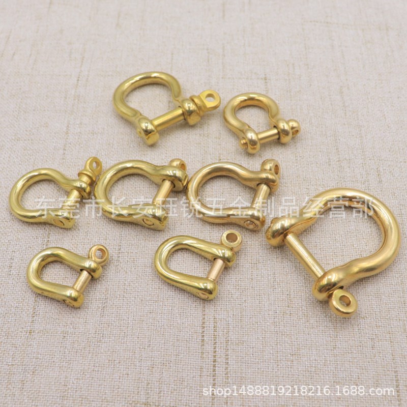 厂家供应纯铜马蹄扣黄铜财布钩扣日版精致马蹄环高档皮具U型卸扣