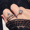 Zirconium, fashionable ring with stone, wedding ring, European style, internet celebrity