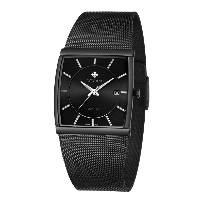 WWOOR Holding Love nuevo reloj de cuarzo de negocios para hombres calendario impermeable reloj cuadrado cabeza casual Bowl Watch 8831