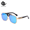 Retroreflective metal silver trend sunglasses, mirror effect, European style