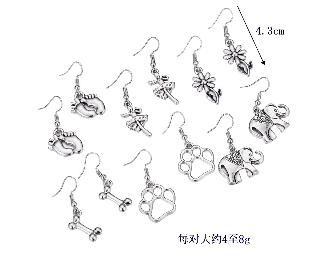 New Retro Alloy Footprint Ballet Bone Flower Earrings Wholesale display picture 1