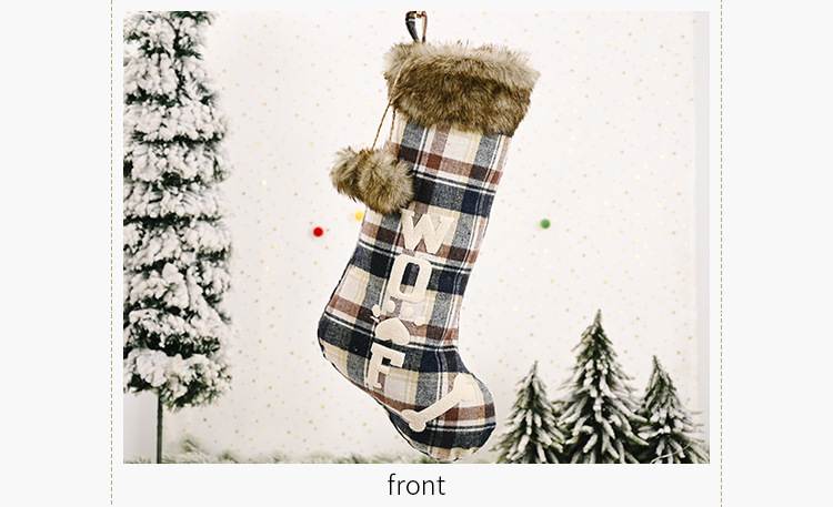 Christmas Decorations Plaid Cloth Dog Bone Christmas Socks display picture 10