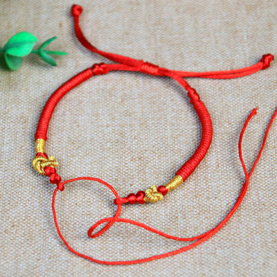 manual weave Gold Line Datura flowers Red rope Bracelet Two-in-one men and women lucky gules Hand rope Dragon boat festival Jewelry
