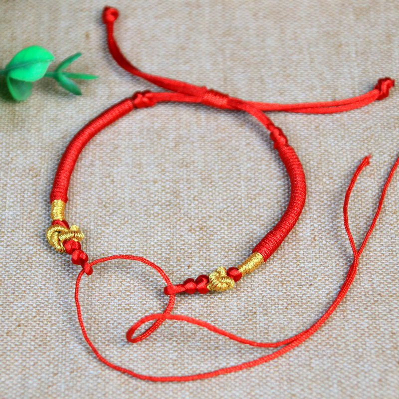 manual weave Gold Line Datura flowers Red rope Bracelet Two-in-one men and women lucky gules Hand rope Dragon boat festival Jewelry