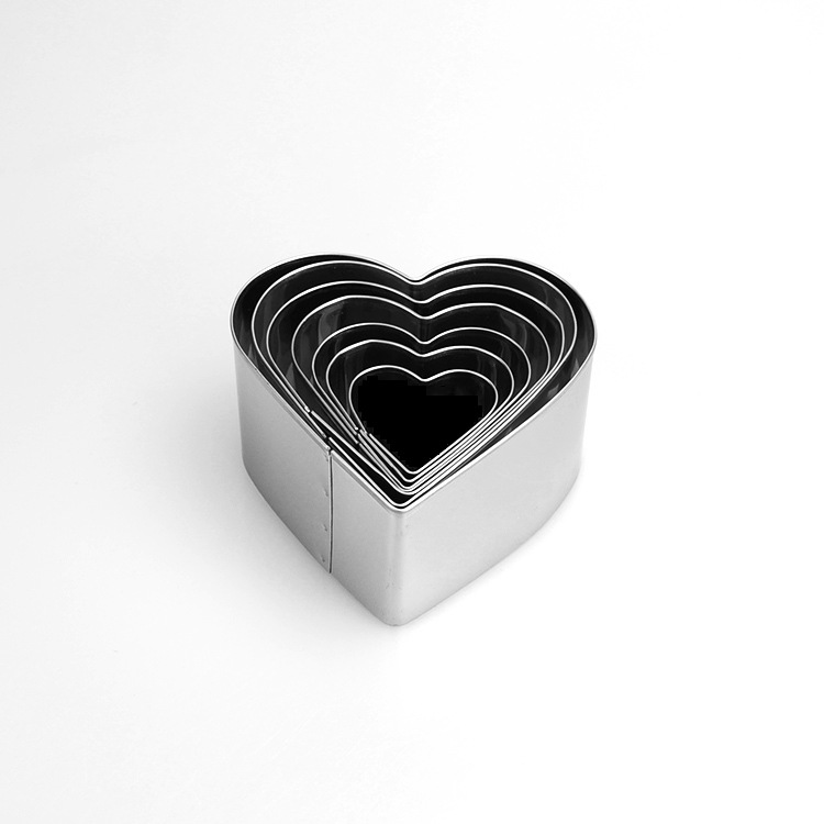 Stainless Steel Cake Cookie Cutters DIY Baking Tools Cut fruit high 5cm Love seven piece set
