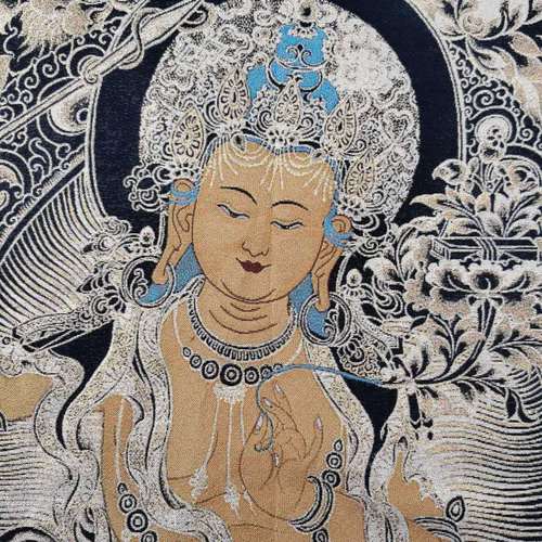 Factory Wholesale Vintage Brocade Thangka Embroidery Painting Tibetan Gold Calligraphy and Brocade One Piece Drop Shipping