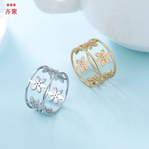 European and American fashionable fashion rings Amazon simple fashion temperament flower petals hollow ring for women