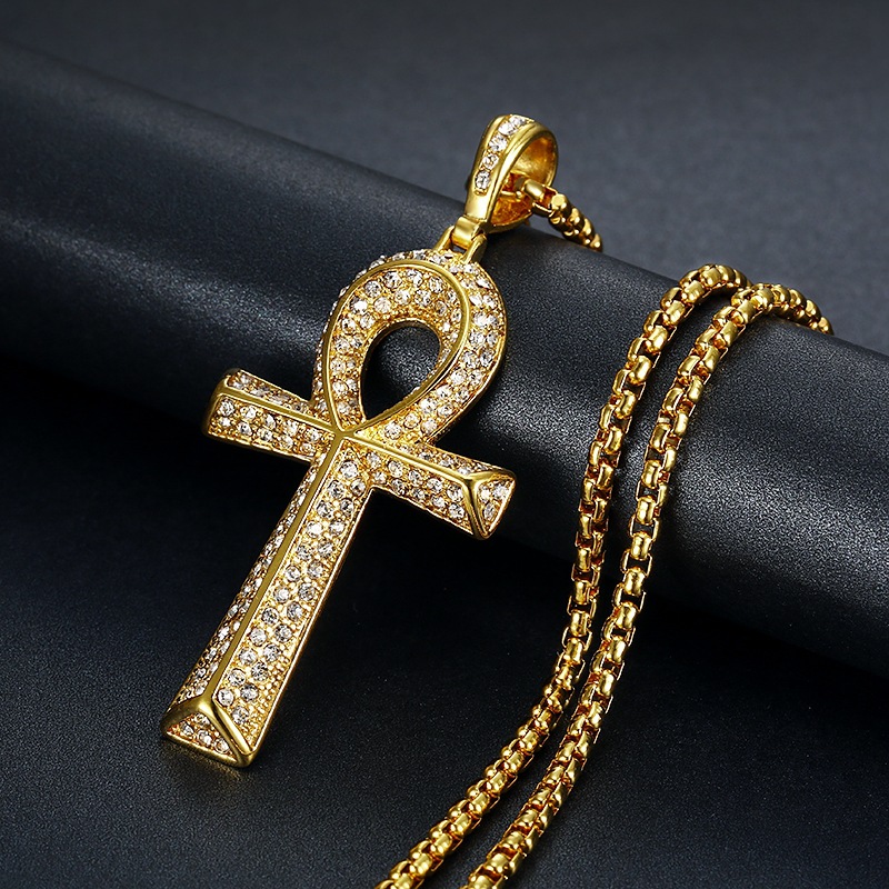 1 Piece Quantity Hip-hop Cross Stainless Steel Inlay Artificial Diamond Unisex Charms Necklace