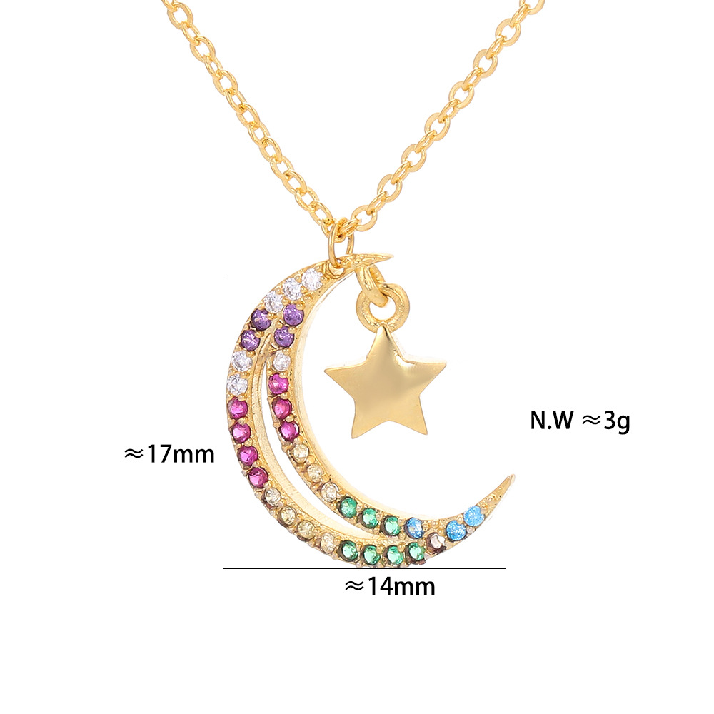 Fashion Stars And Moon Pendant Necklace display picture 6