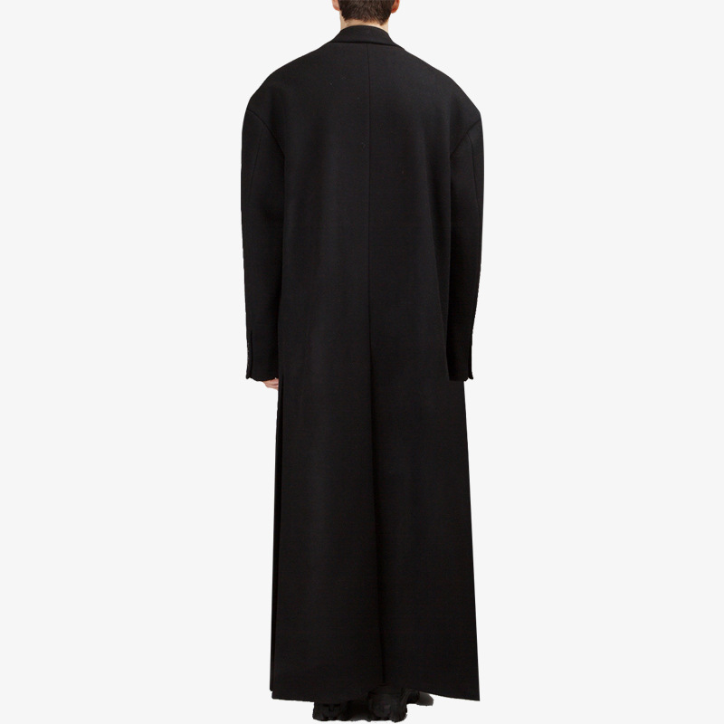 Larga suelta abrigo de lana los hombres gota hombro perfil hendidura lateral Otoño e Invierno Top personalidad moda