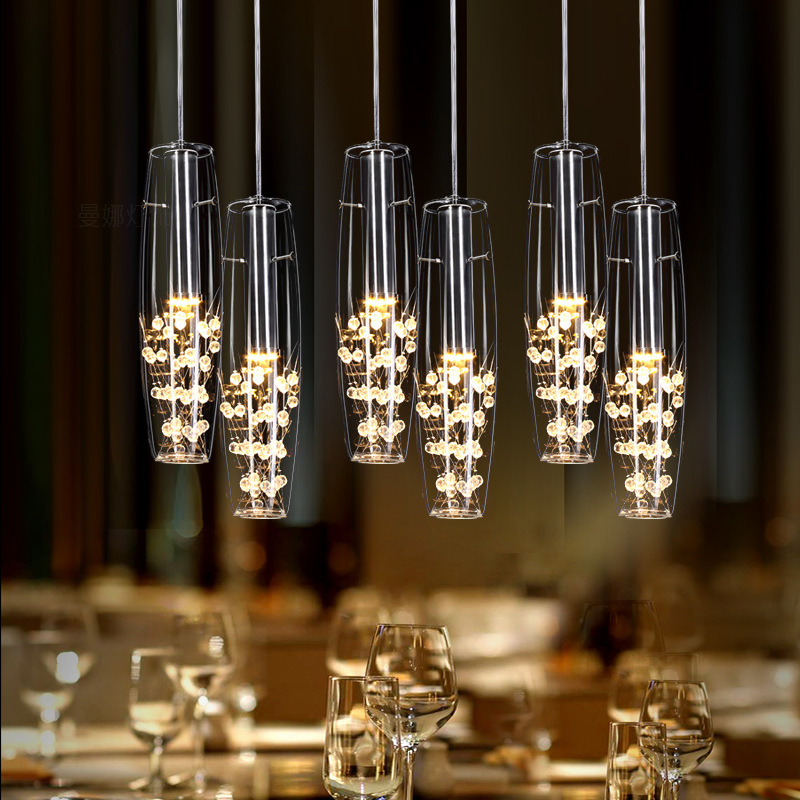 简约现代餐厅吊灯三头轻奢餐桌饭厅吧台灯北欧创意个性玻璃吊灯具