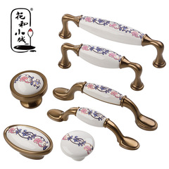 Floral and Small Town Ceramic Cabinet Handles, European Modern Simple Kitchen Cabinets TV Cabinets Drawer Round Single Hole Handles