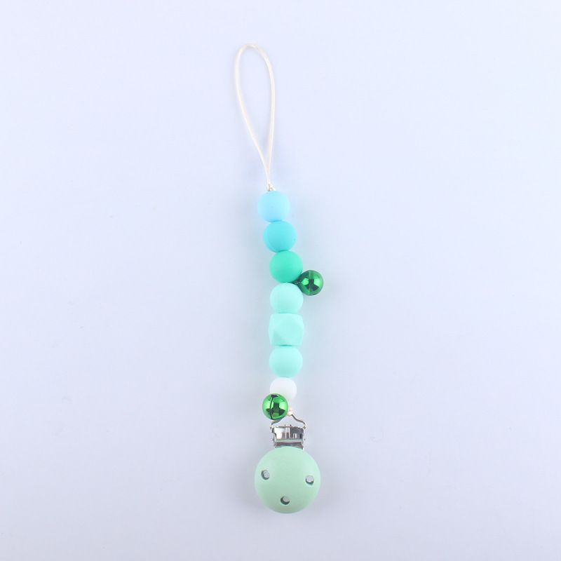Pequeña campana bebé silicona pezón clip cadena dientes de bebé Cadena de molienda cadena anti-caída calmante teether pezón