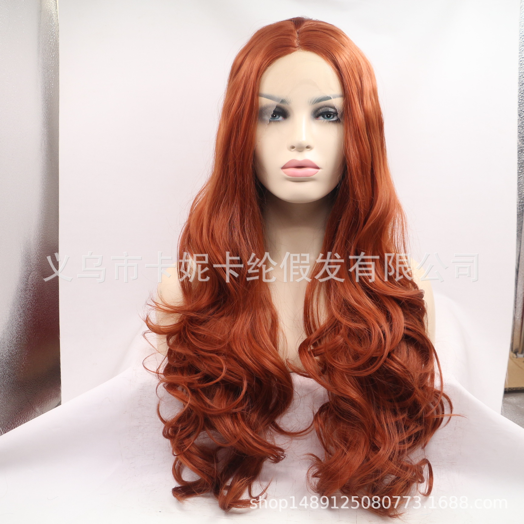 Europa y América de moda encaje de cabello ondulado pelucón de cabello para mujeres