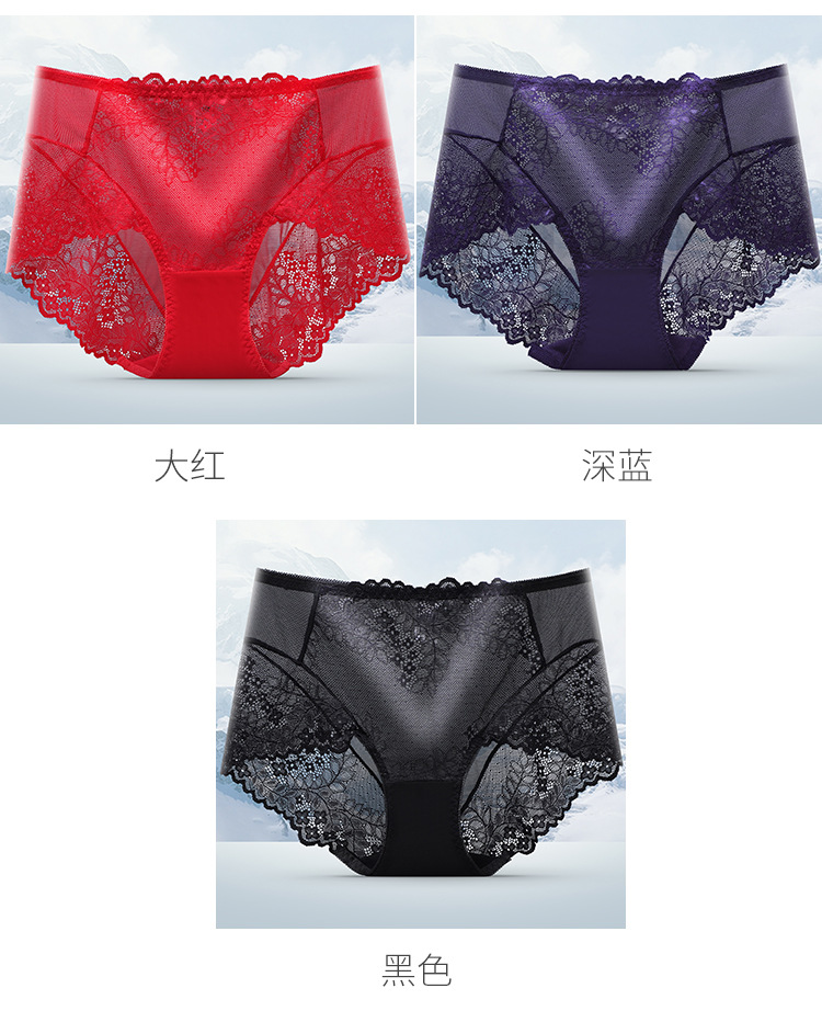 Sexy lace lace breathable and seamless women's briefs, semi-transparent mid-waist women's underwear manufacturer wholesale detail image 10
