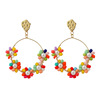 Earrings handmade, woven accessory, boho style, flowered