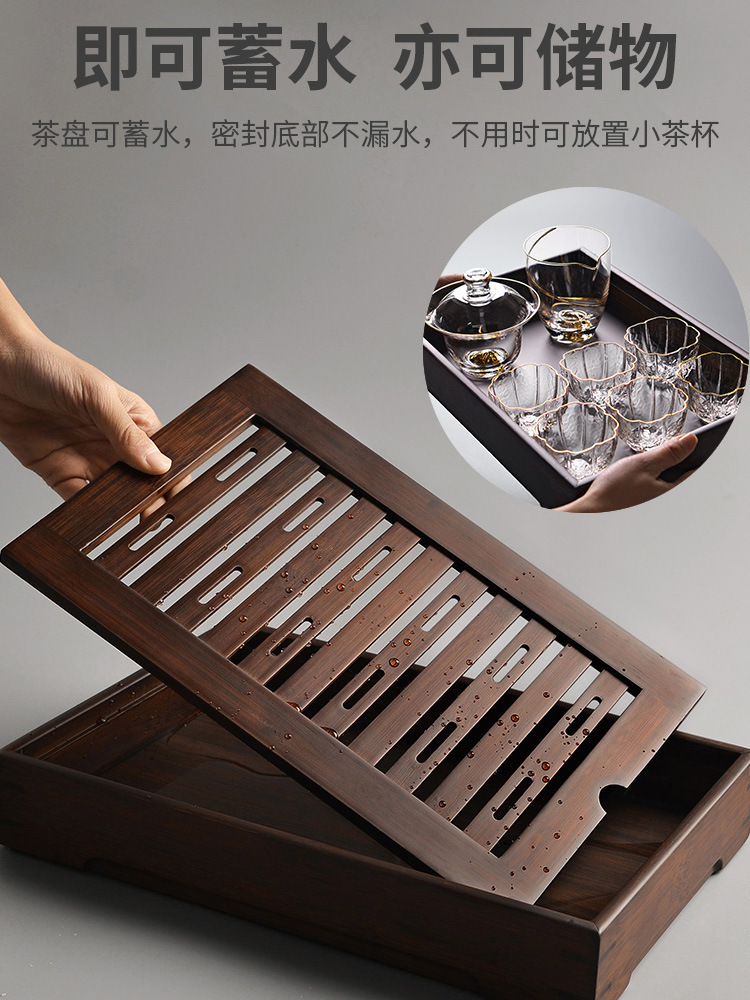 Placa de madera mediana pequeña bandeja de té bandeja de almacenamiento de agua doméstica juego de té mesa de té simple té de bambú bandeja de burbujas secas para una persona