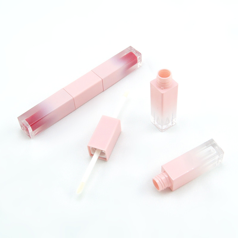 En stock al por mayor 6ml gradiente doble botella tubo cuadrado de brillo de labios tubo de esmalte de labios sub-botella tubo de lápiz labial tubo vacío logotipo imprimible