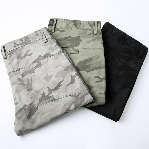 Summer camouflage shorts men's 2024 youth casual men's quarter pants European and American fashion slim beach pants men's pure cotton